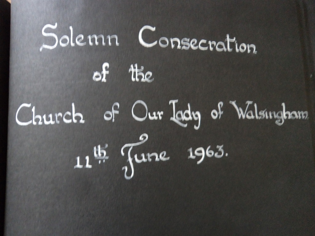 An archival title card for the church’s consecration
